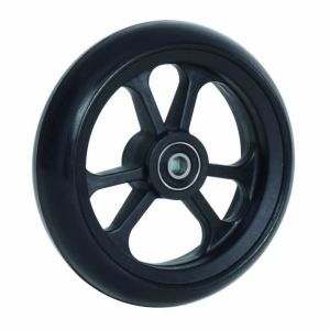 Front wheelchair wheel OMOBIC LOTUS FIBERCORE 5'', D125 x 34 mm, black plastic rim, black PU tyre